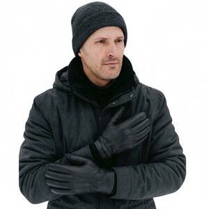 Fownes Leather Gloves Black Cashmere Blend Lined Brand New! Sz Large